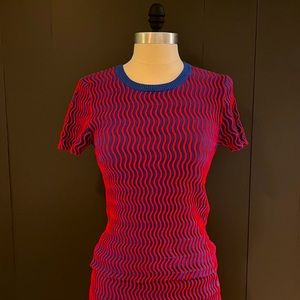 Opening Ceremony, size S/P, knit blue/red short sleeve